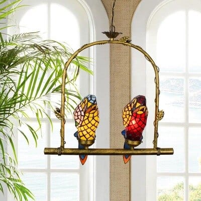 Upside Down Interiors 2light Tifanny Parrot Designer Lustre Chandelier Lighting