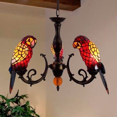 Upside Down Interiors 3light A Tifanny Parrot Designer Lustre Chandelier Lighting