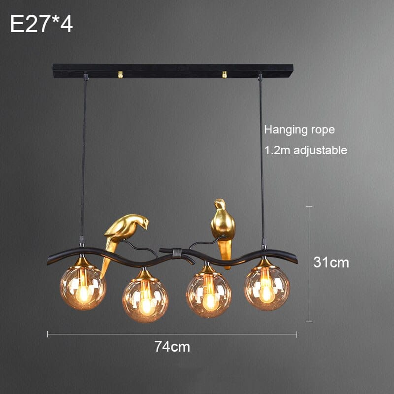 Upside Down Interiors Black amber / Warm light / China Modern Nordic Bird Chandelier Simple Pendant Lighting