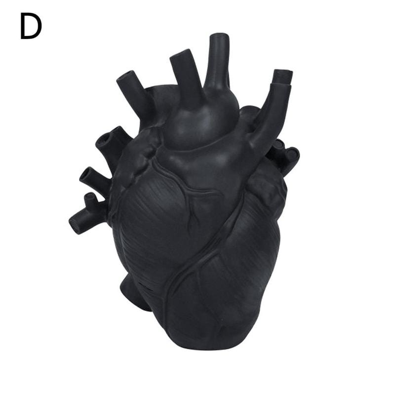 Upside Down Interiors Black Large Heart Vase Anatomical Heart Shaped Flower Vase