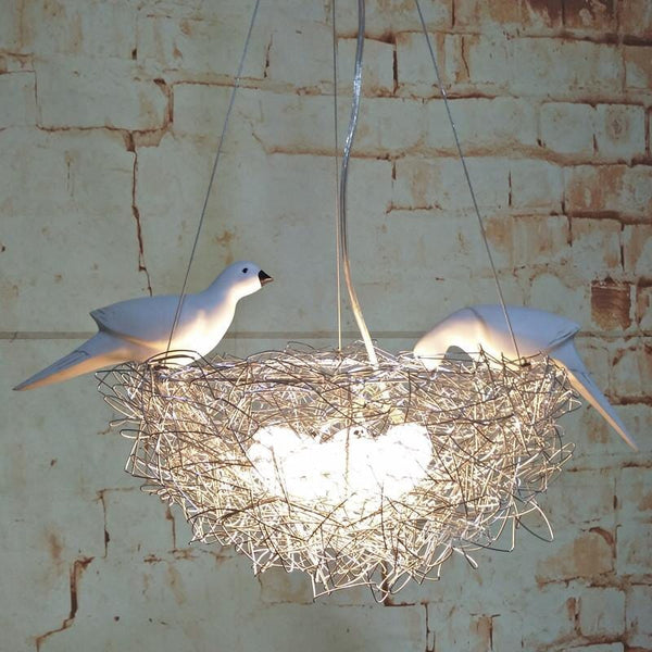 Upside Down Interiors Creative Aluminum wire Bird's nest Pendant Lights bird egg led Pendant lamp