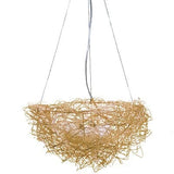 Upside Down Interiors Gold no bird / Dia 50cm / Cold White Creative Aluminum wire Bird's nest Pendant Lights bird egg led Pendant lamp
