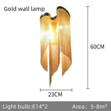 Upside Down Interiors Gold wall lamp Aluminium Chain Chandelier Fringed Pendant Lamp Luxury