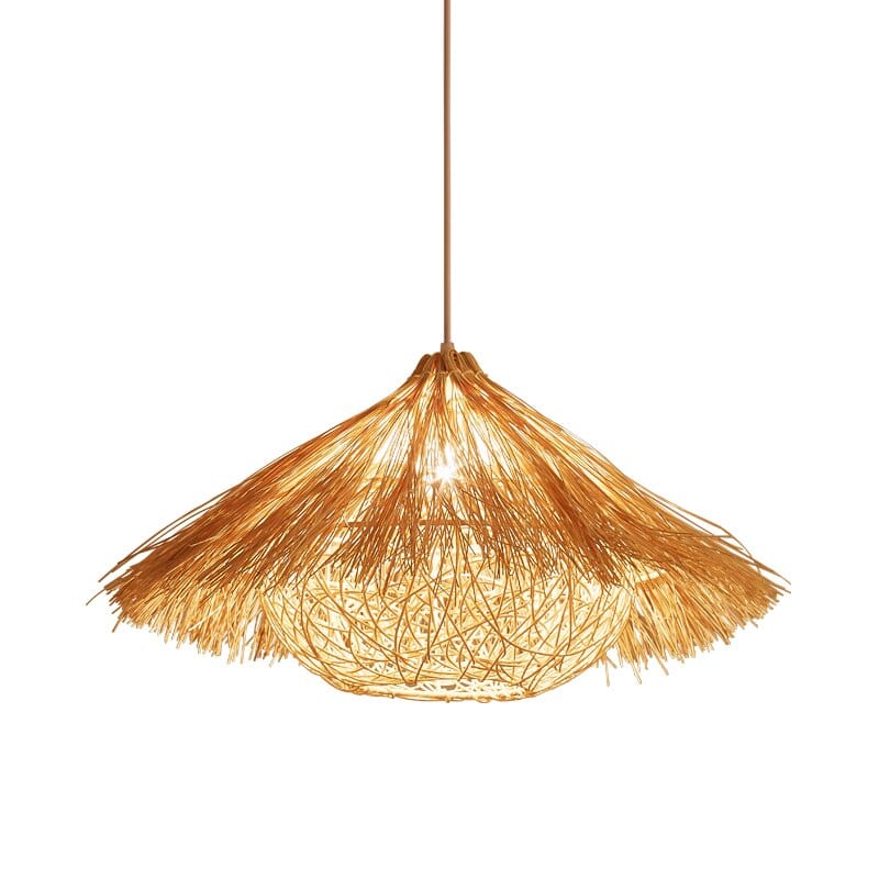 Upside Down Interiors modern bird's nest hand woven bamboo rattan pendant light