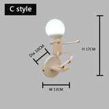 Upside Down Interiors skateboard White / Without bulb simplicity matchstick man Cartoon wall light