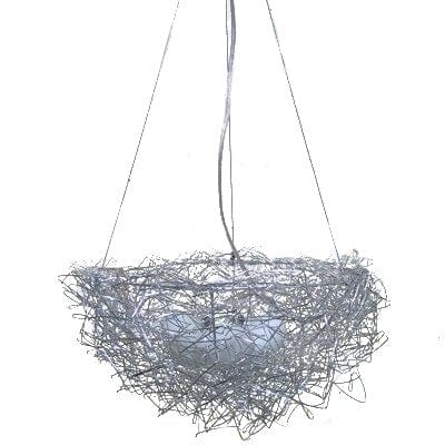 Upside Down Interiors Sliver no bird / Dia 50cm / Cold White Creative Aluminum wire Bird's nest Pendant Lights bird egg led Pendant lamp