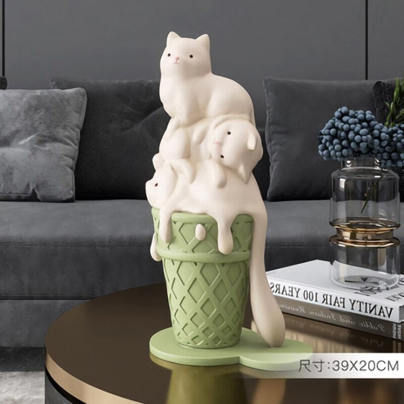 Upside Down Interiors 0 39cm 1 Ice Cream Cat Resin Art Sculpture
