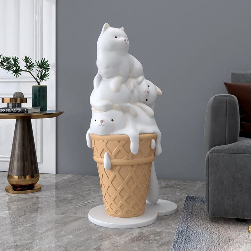 Upside Down Interiors 0 Ice Cream Cat Resin Art Sculpture