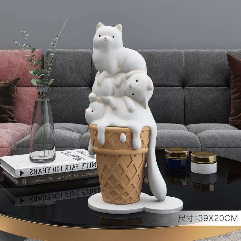 Upside Down Interiors 0 Ice Cream Cat Resin Art Sculpture