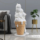 Upside Down Interiors 0 Khaki Ice Cream Cat Resin Art Sculpture