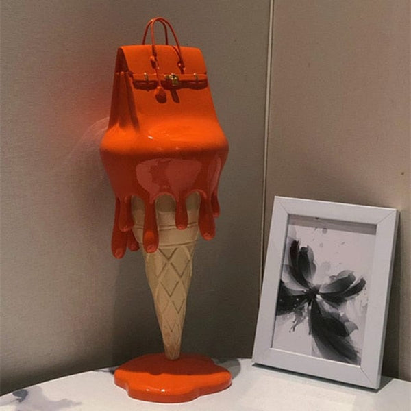 Upside Down Interiors 0 Orange / 11.5x11.5X30.5cm Baby Birkin Ice Cream Bag Sculpture