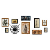 Upside Down Interiors 10 Pcs/Sets Photo Picture Frames with Wall Clock Home Decor Vintage Room
