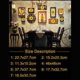 Upside Down Interiors 10 Pcs/Sets Photo Picture Frames with Wall Clock Home Decor Vintage Room