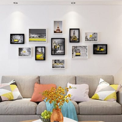 Upside Down Interiors 11pcs/set Modern City / Yellow Wall Photo Frame Set