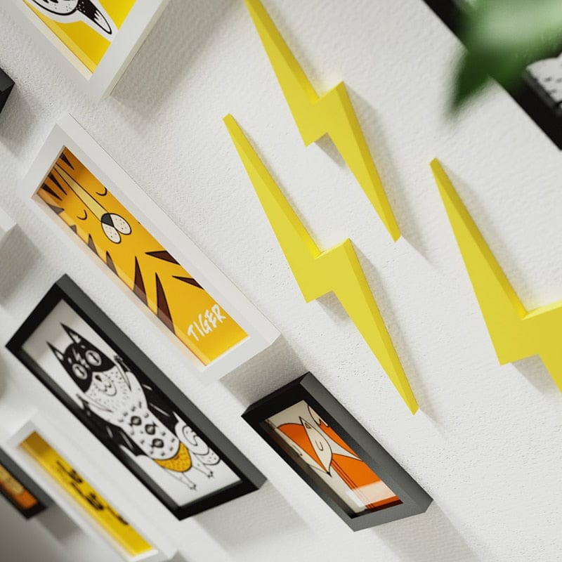 Upside Down Interiors 17 Pcs/Set Cartoon Batman Photo Wall Picture Frame Set Bright Yellow Lighting