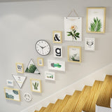 Upside Down Interiors 17 Pcs/Set Photo Wall Staircase Picture Frame Set Clock Layout Flower Leaf