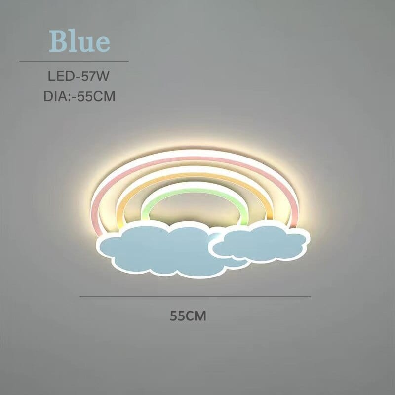 Upside Down Interiors Blue 55CM / Warm light Cloud Rainbow Children's Bedroom Ceiling Lamps