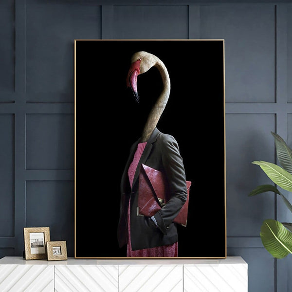 Upside Down Interiors Business Flamingo Canvas Print