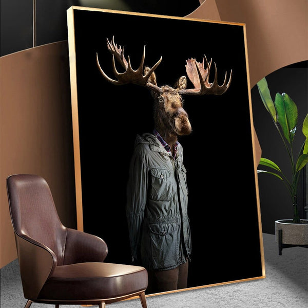 Upside Down Interiors Caribou In Human Clothes Canvas Print