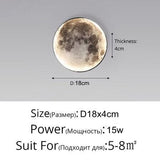 Upside Down Interiors D18cm / warm led 3000k Moon Wall Light Remote Control Surface Background Lamp