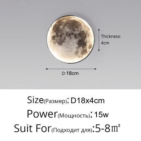 Upside Down Interiors D18cm / warm led 3000k Moon Wall Light Remote Control Surface Background Lamp