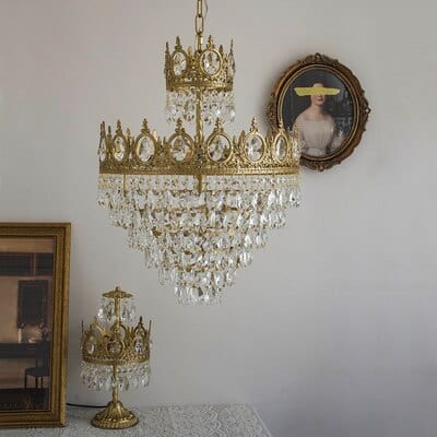 Upside Down Interiors D45cm / Without Bulbs Modern Luxury Chandelier Crystal Pendant Light Golden Crown
