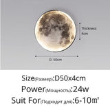 Upside Down Interiors D50cm / warm led 3000k Moon Wall Light Remote Control Surface Background Lamp