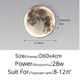 Upside Down Interiors D60cm / warm led 3000k Moon Wall Light Remote Control Surface Background Lamp