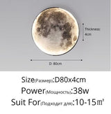 Upside Down Interiors D80cm / warm led 3000k Moon Wall Light Remote Control Surface Background Lamp