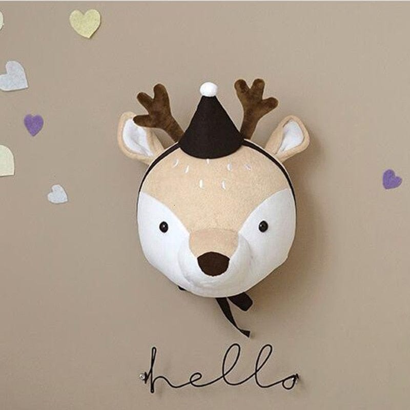 Upside Down Interiors Deer with hat Plush Toy Animal Head Wall Hanging Pendant