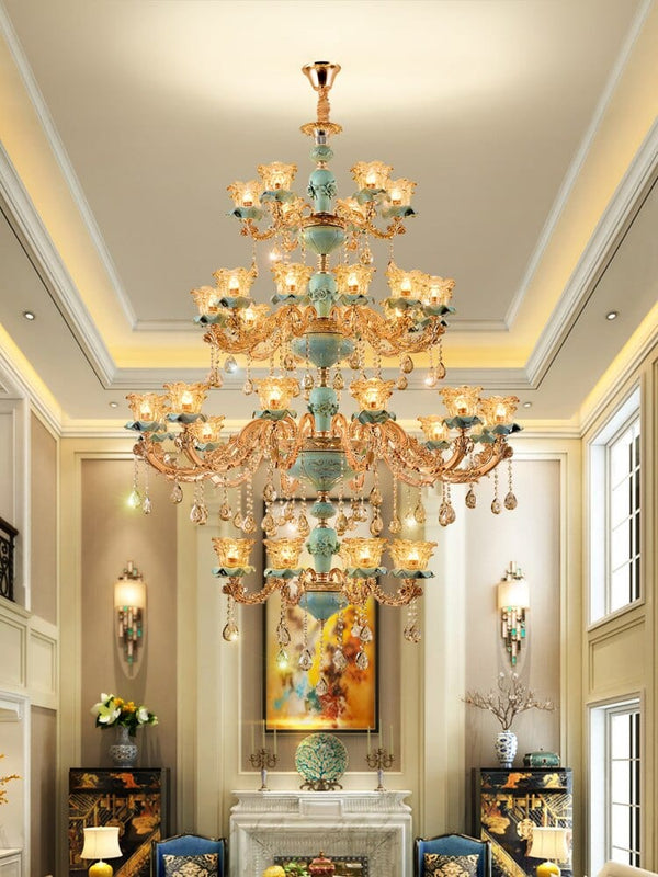 Upside Down Interiors European-Style Duplex Building Chandelier Crystal Lamp