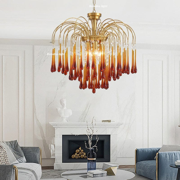 Upside Down Interiors French Retro Living Room Lamp Water Drop Shape Chandelier