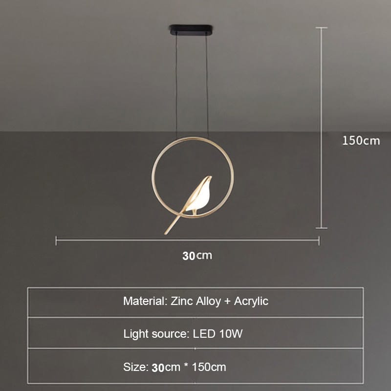 Upside Down Interiors Gold / Cold White Modern LED pendant lights Magpie bird chandeliers