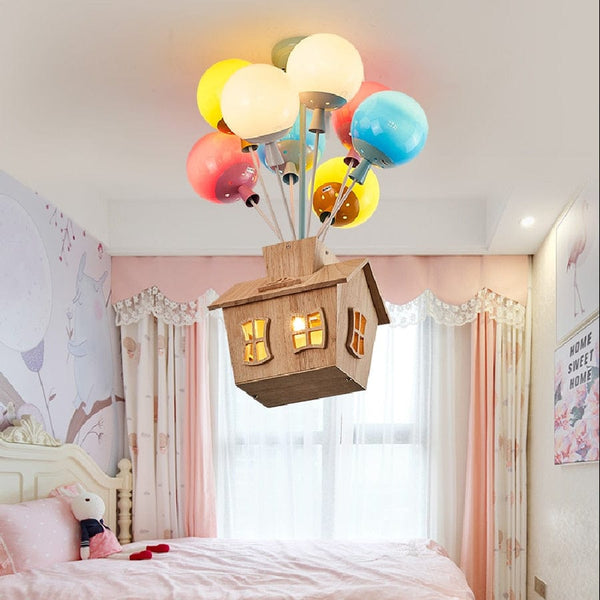 Upside Down Interiors kids balloon house chandelier light