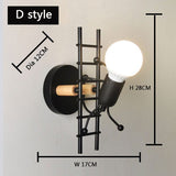 Upside Down Interiors ladder Black / Without bulb simplicity matchstick man Cartoon wall light
