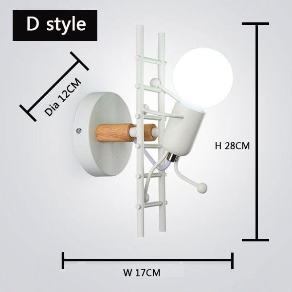 Upside Down Interiors ladder White / Without bulb simplicity matchstick man Cartoon wall light