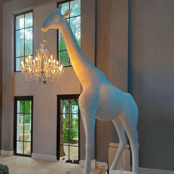 Upside Down Interiors Large floor lamp / White Post Modern Tall Giraffe Lamp Black/White Chandelier