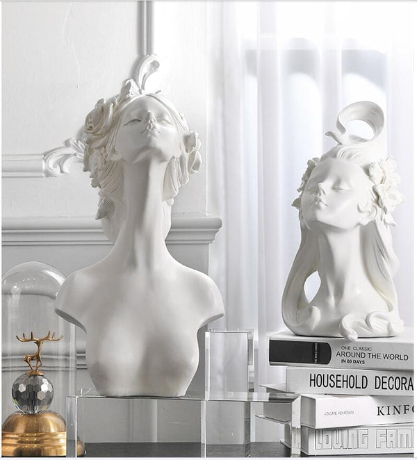 Upside Down Interiors Nordic Luxury Half Body Woman Figure Resin Statues