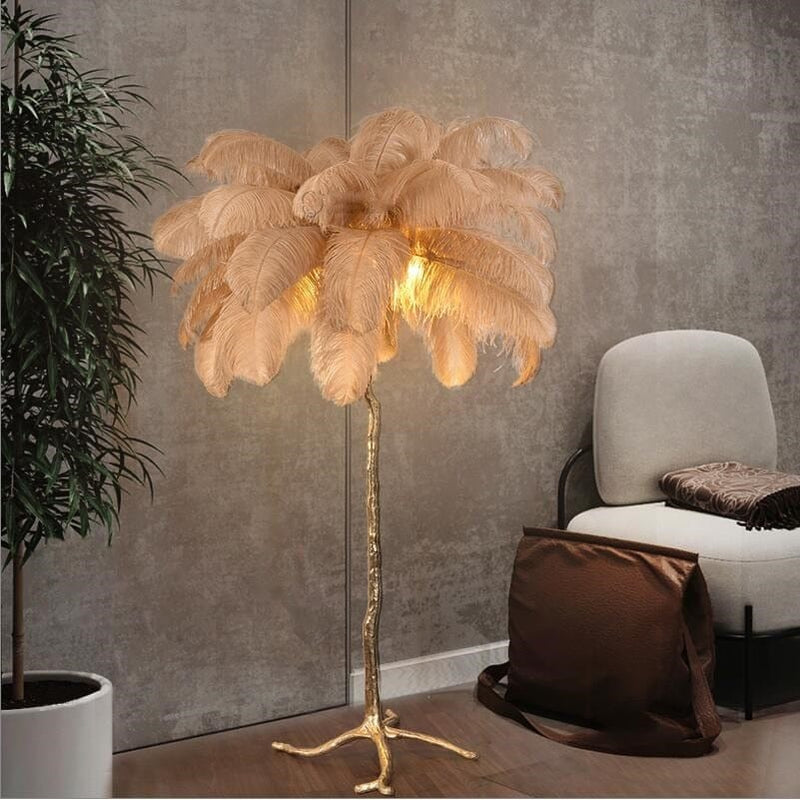 Upside Down Interiors Nordic Luxury Living Room Floor Lamp Ostrich Feather LED