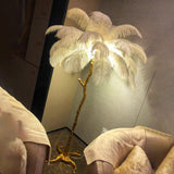 Upside Down Interiors Nordic Luxury Living Room Floor Lamp Ostrich Feather LED