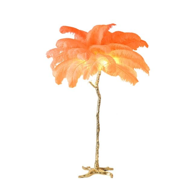 Upside Down Interiors Orange / H60cm 25 feathers Nordic Luxury Living Room Floor Lamp Ostrich Feather LED
