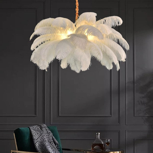 Upside Down Interiors Ostrich Feather Led Pendant Lights