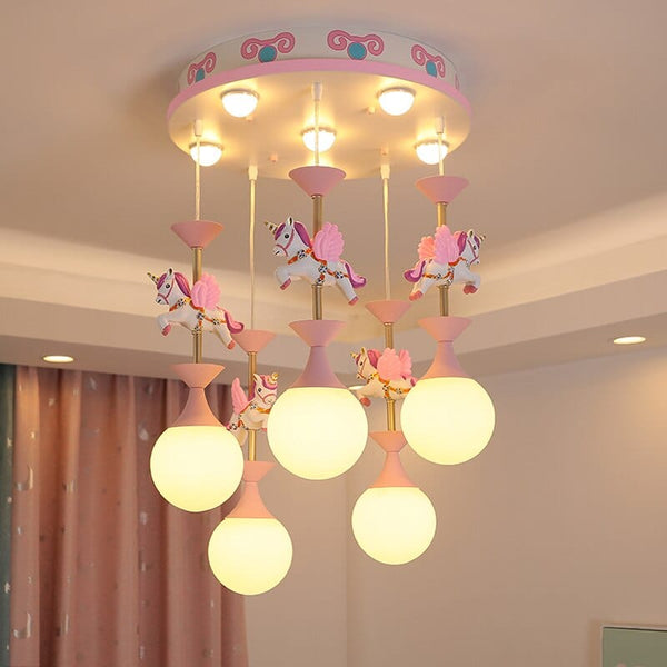 Upside Down Interiors Pink / 1head 7W / Warm White Baby chandelier Carousel Light