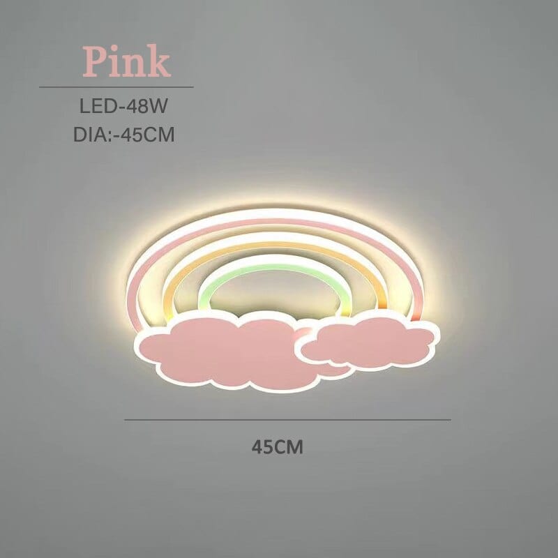 Upside Down Interiors Pink 45CM / Warm light Cloud Rainbow Children's Bedroom Ceiling Lamps
