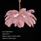 Upside Down Interiors Pink D100cm / white light Ostrich Feather Led Pendant Lights