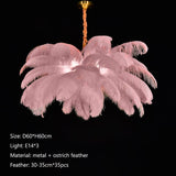 Upside Down Interiors Pink D60cm / white light Ostrich Feather Led Pendant Lights