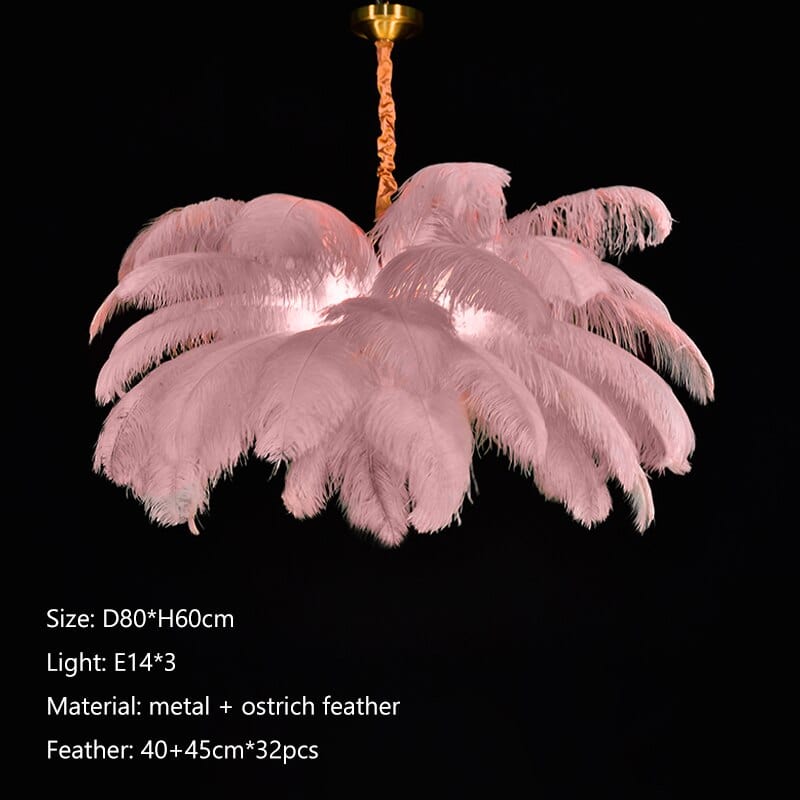 Upside Down Interiors Pink D80cm / white light Ostrich Feather Led Pendant Lights