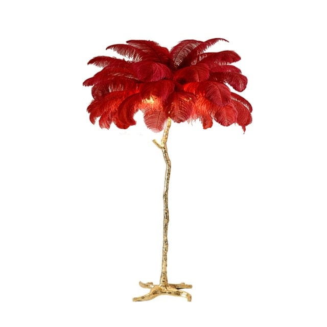 Upside Down Interiors Red / H60cm 25 feathers Nordic Luxury Living Room Floor Lamp Ostrich Feather LED