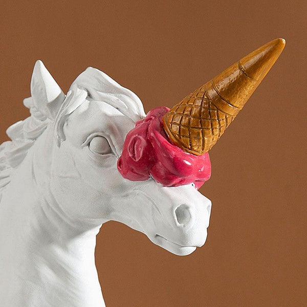 Upside Down Interiors Resin White Horse Statues Ice Cream Horse