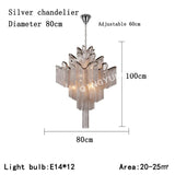Upside Down Interiors Silver Dia80cm Aluminium Chain Chandelier Fringed Pendant Lamp Luxury